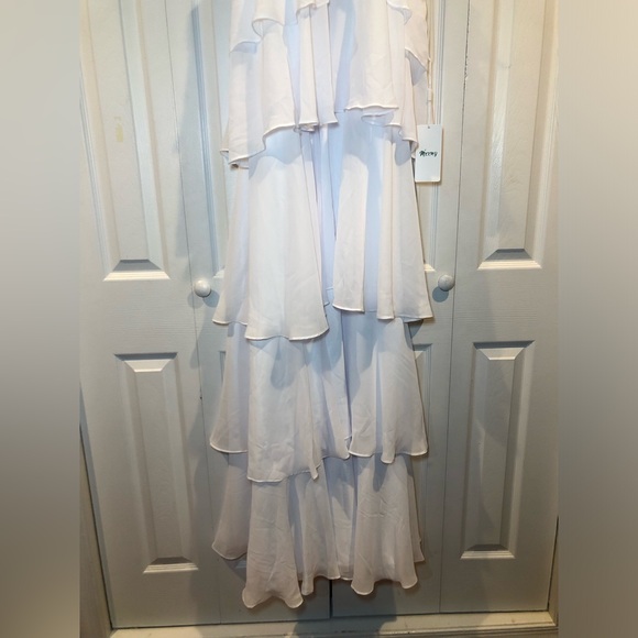 Choffon Halter Dress with Tiered Long A-line Formal Dress - Picture 6 of 12